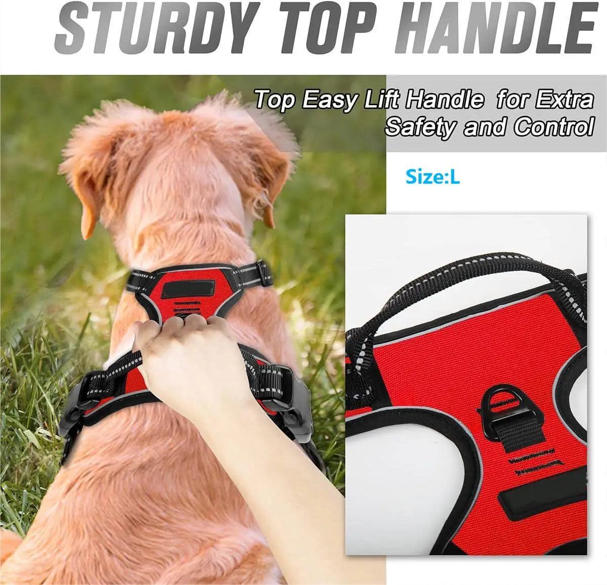 Heavy Duty No-Pull Dog Harness with Handle – Reflective, Front-Clip, Padded & Adjustable for Medium to Large Dogs